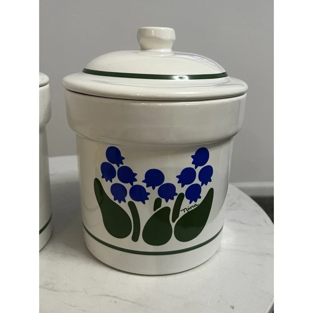 Vtg Treasure Craft Canisters Cottagecore Farmhouse Nina Floral Grannycore USA